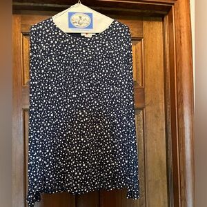 Beautiful Boden top.  Blue with white flowers with green stems